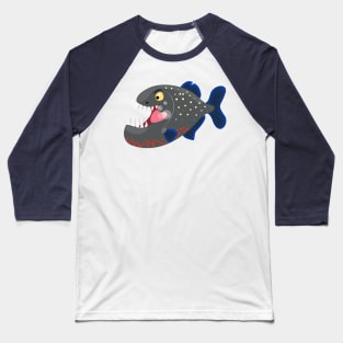 Hungry funny piranha cartoon illustration Baseball T-Shirt